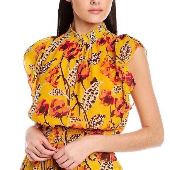 A.L.C Hayley silk top in yellow multi color  size 4 NWT - Picture 1 of 7